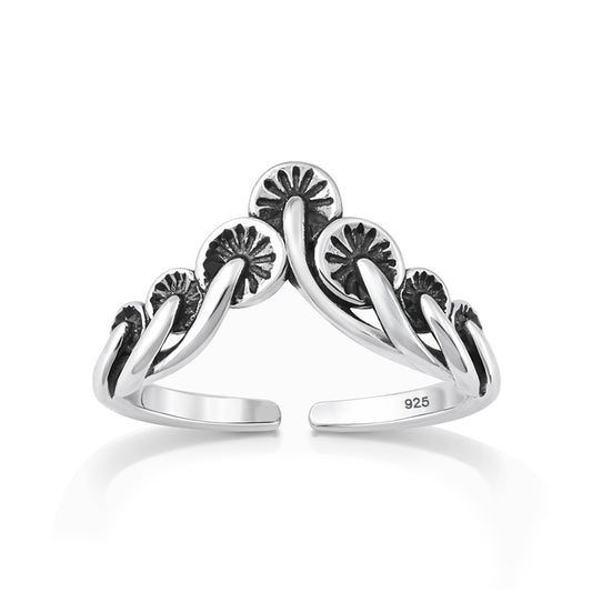 Silver Toe Ring - Mushrooms
