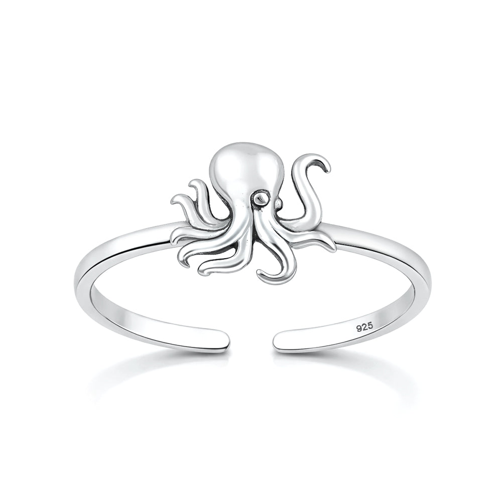 Silver Toe Ring - Octopus