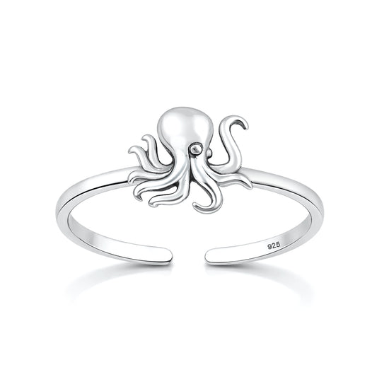 Silver Toe Ring - Octopus