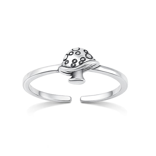 Silver Toe Ring - Mushroom