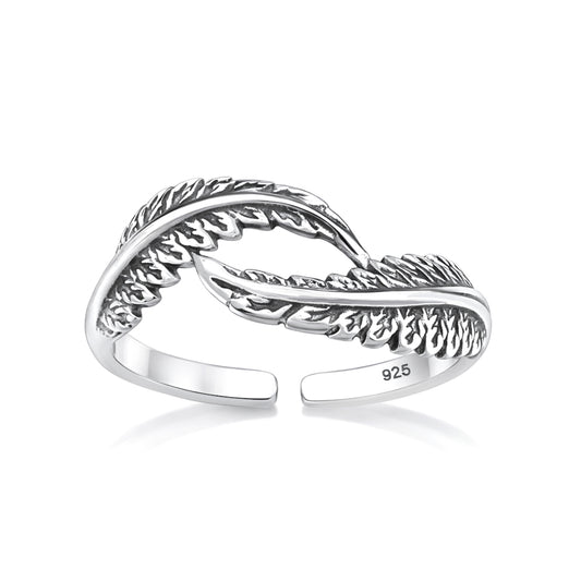 Silver Toe Ring - Fern Leaves