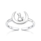 Silver Toe Ring - Cat on Moon
