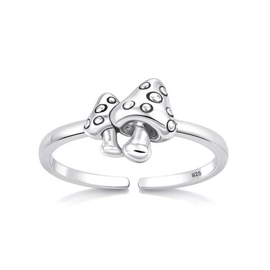 Silver Toe Ring - Mushroom