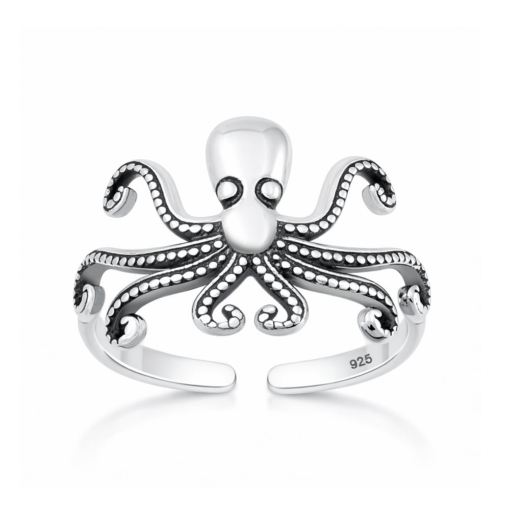 Silver Toe Ring - Octopus