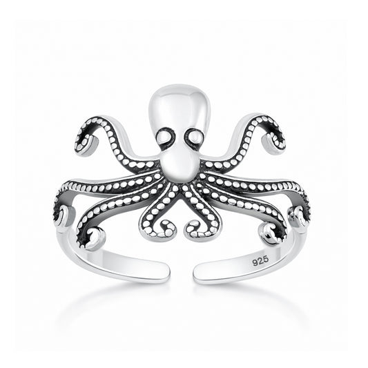 Silver Toe Ring - Octopus