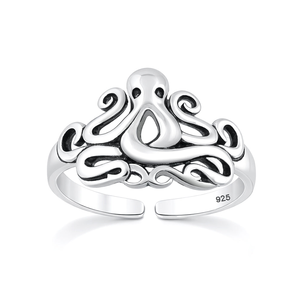 Silver Toe Ring - Octopus
