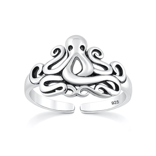 Silver Toe Ring - Octopus