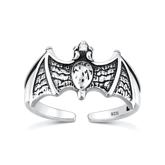 Silver Toe Ring - Bat