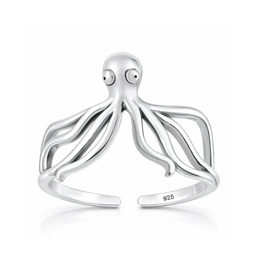 Silver Toe Ring - Octopus