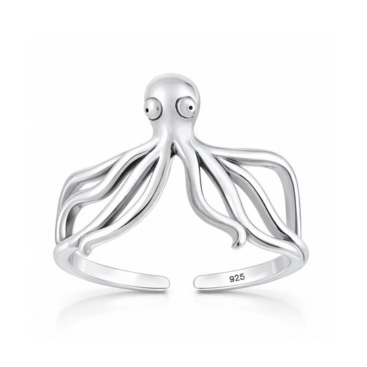 Silver Toe Ring - Octopus