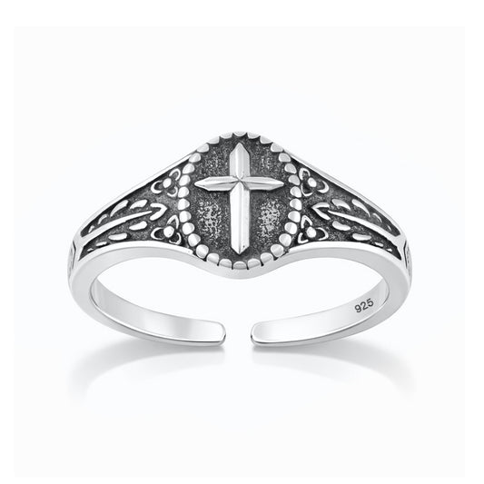 Silver Toe Ring - Cross