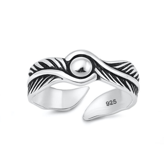 Silver Toe Ring - Feather