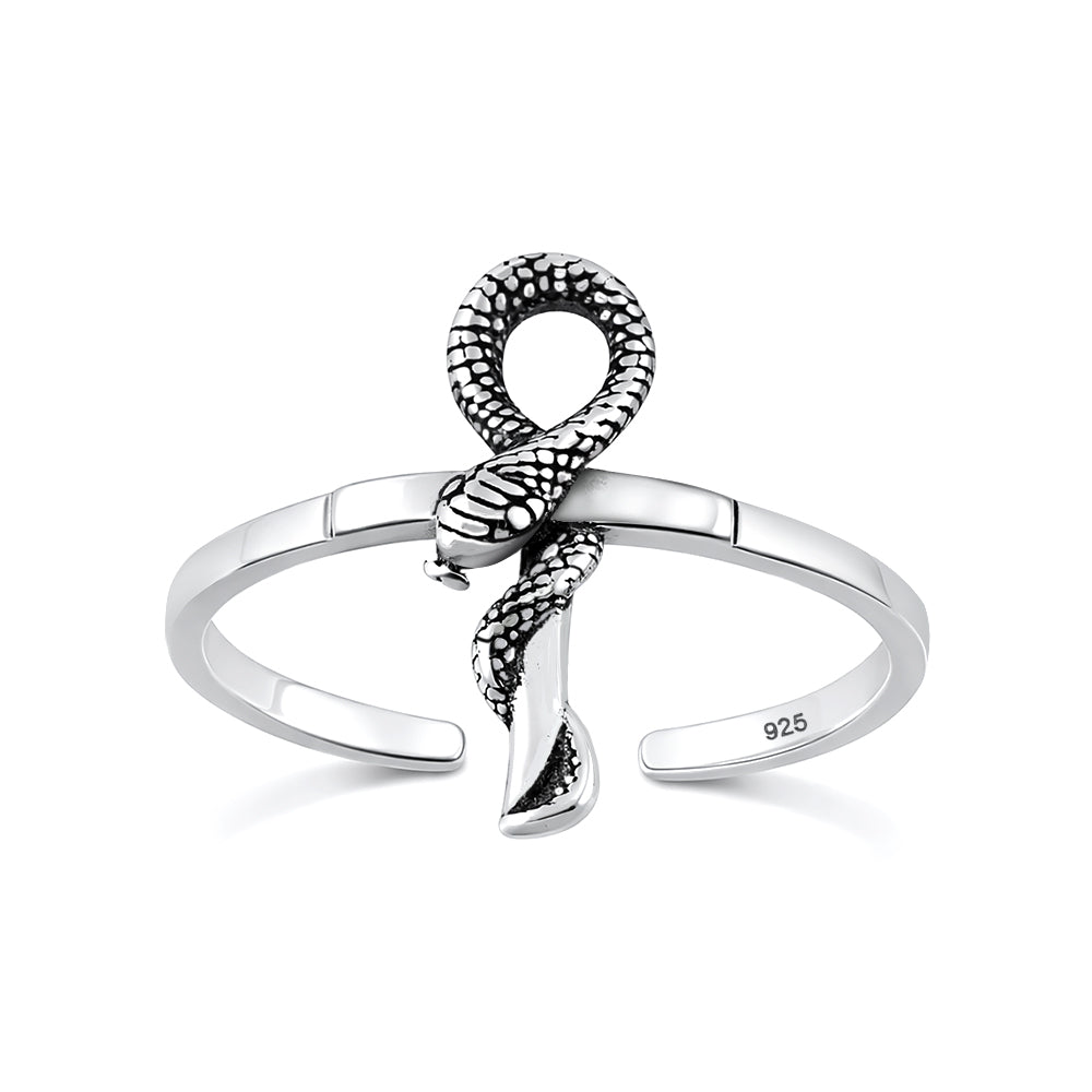 Silver Toe Ring - Snake Ankh