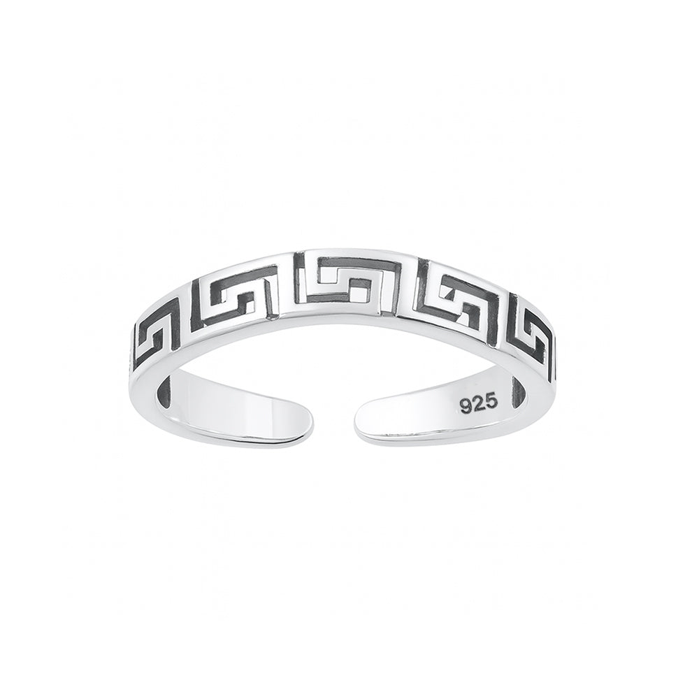 Silver Toe Ring - Aztec