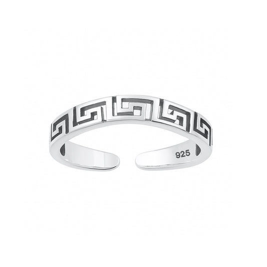 Silver Toe Ring - Aztec