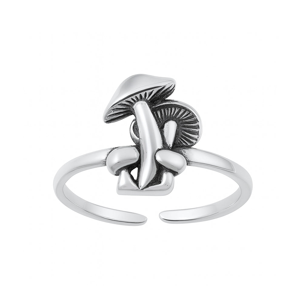 Silver Toe Ring - Mushrooms