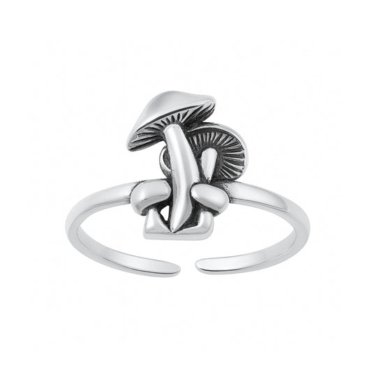 Silver Toe Ring - Mushrooms