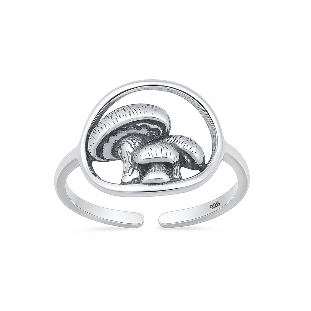 Silver Toe Ring - Mushrooms