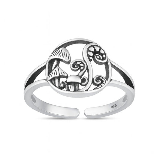 Silver Toe Ring - Mushroom