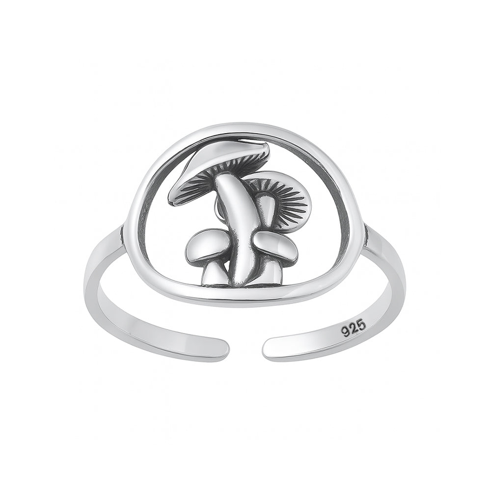 Silver Toe Ring - Mushrooms