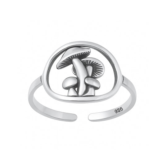 Silver Toe Ring - Mushrooms