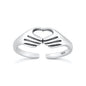 Silver Toe Ring - Heart Hands