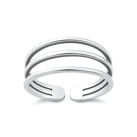 Silver Toe Ring - Triple Band
