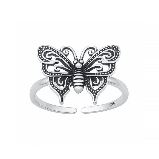 Silver Toe Ring - Butterfly