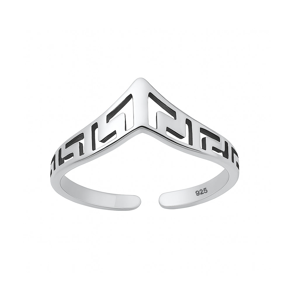 Silver Toe Ring - Aztec