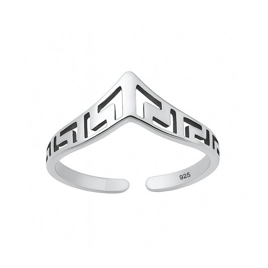 Silver Toe Ring - Aztec