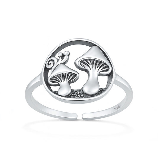 Silver Toe Ring - Mushrooms