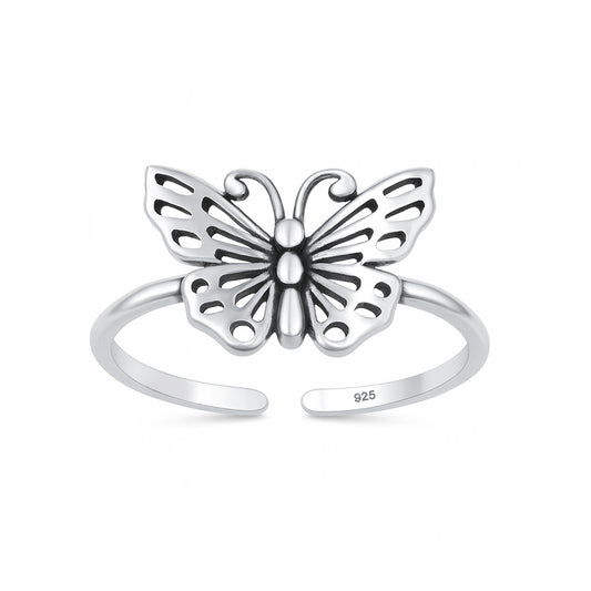 Silver Toe Ring - Butterfly