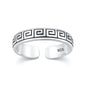 Silver Toe Ring - Greek Key