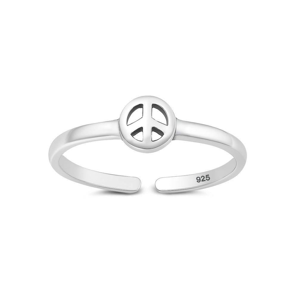 RT161128 – Sterling Silver Peace Sign Toe Ring – Adjustable Minimalist ...