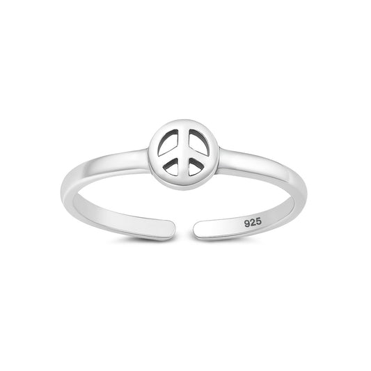 Silver Toe Ring - Peace Sign