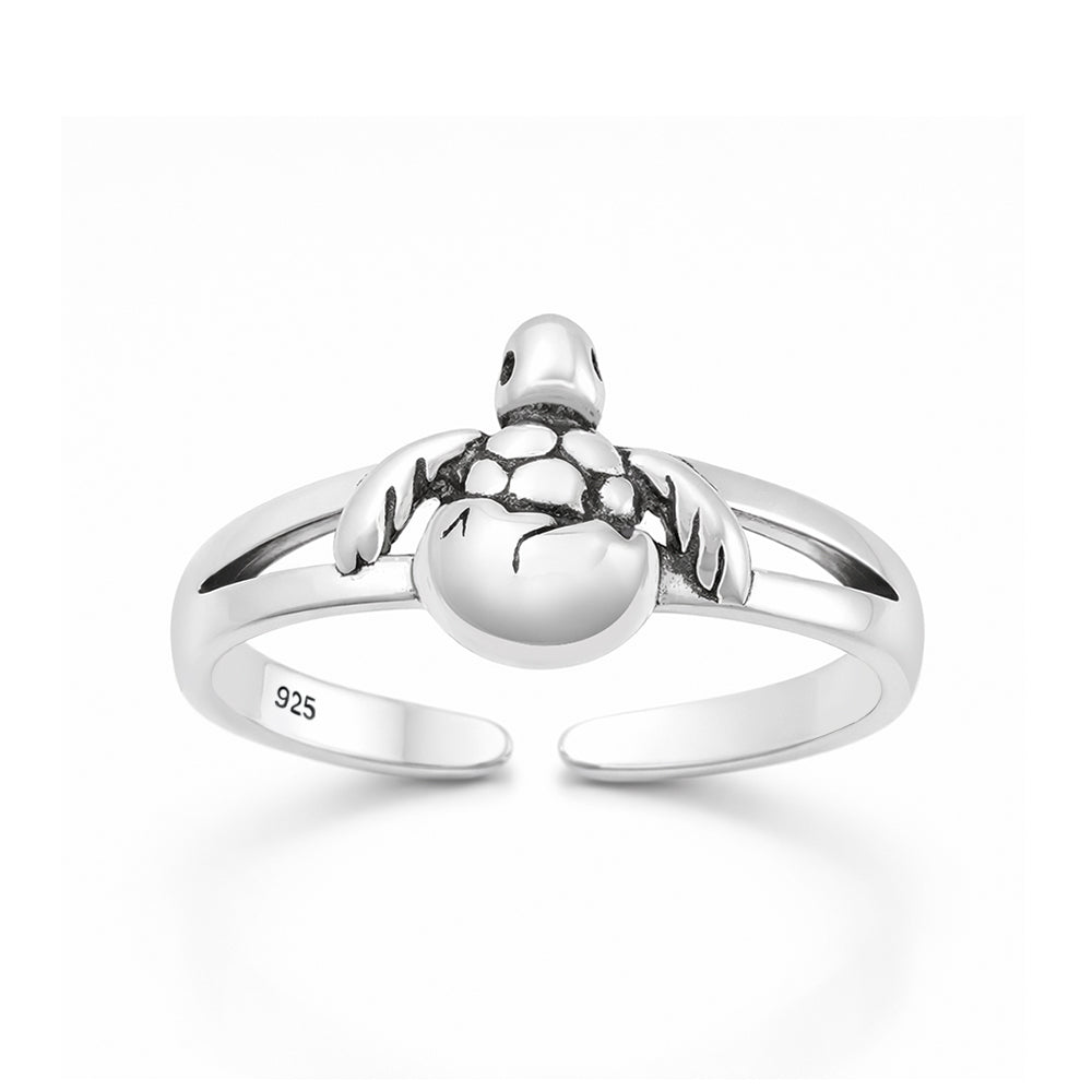 Silver Toe Ring - Baby Turtle