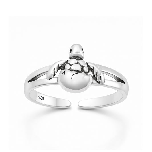 Silver Toe Ring - Baby Turtle