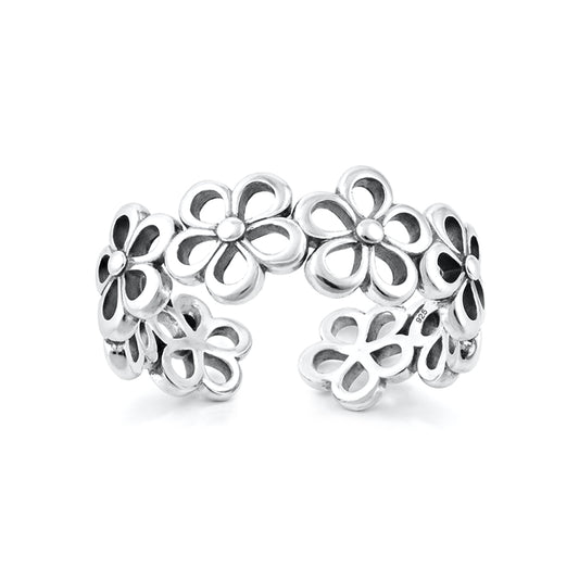 Silver Toe Ring - Flower Band