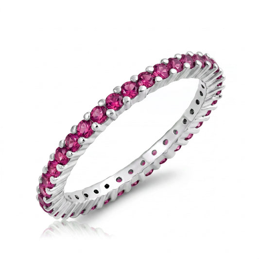 Silver Eternity Ring - Ruby CZ