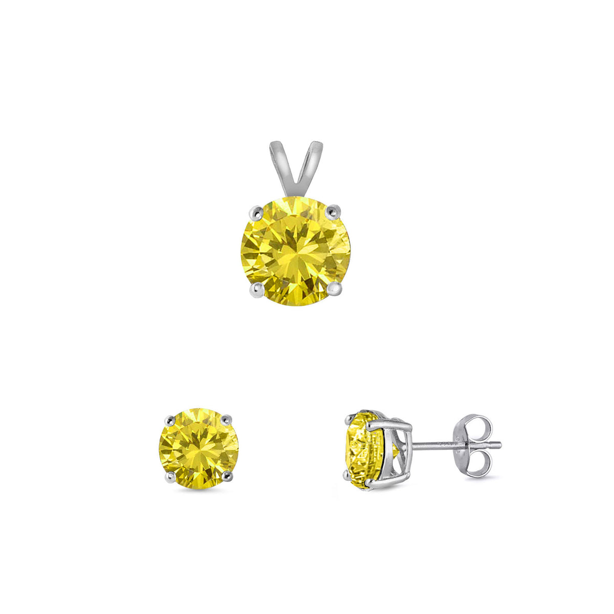 Silver CZ Set- Yellow CZ