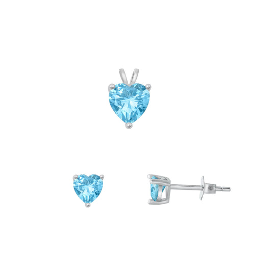 Silver Heart Stone Set - 7mm/6mm