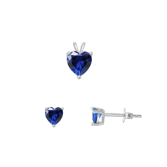 Silver Heart Stone Set - 7mm/6mm