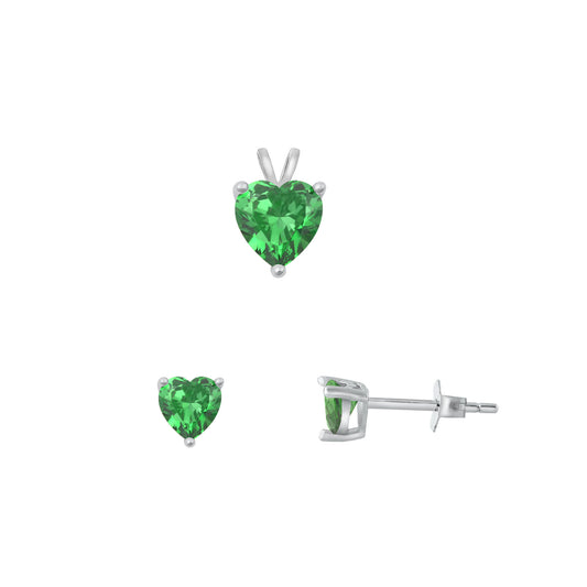Silver Heart Stone Set - 7mm/6mm