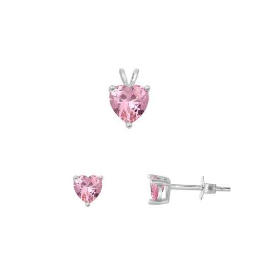 Silver Heart Stone Set - 7mm/6mm