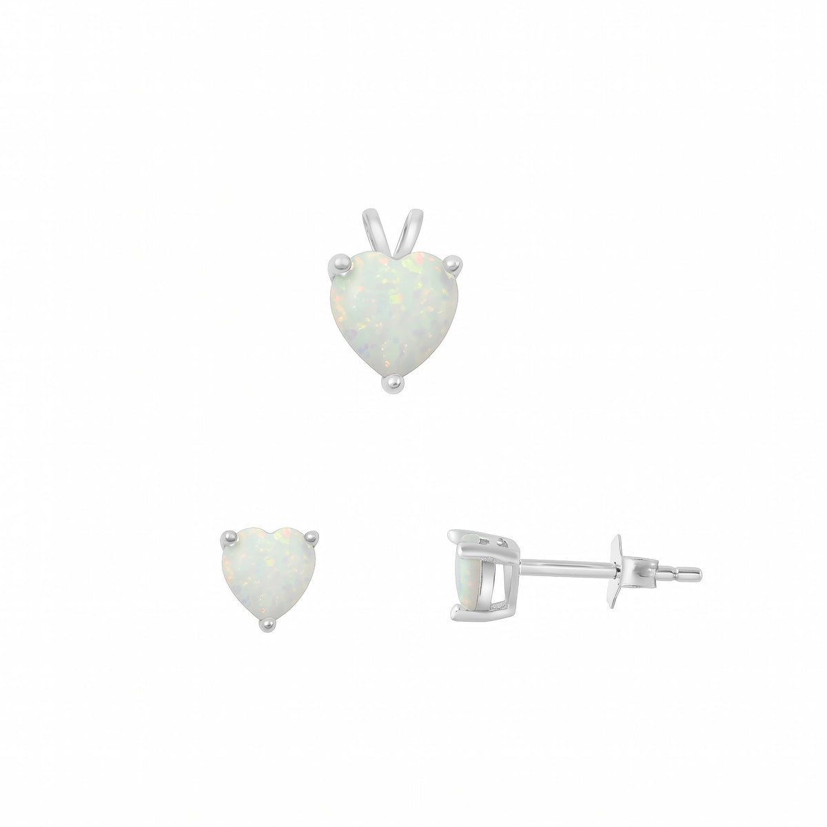 Silver Heart Stone Set - 7mm/6mm