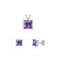 Silver Square Stone Set - 8mm/6mm