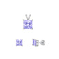 Silver Square Stone Set - 8mm/6mm