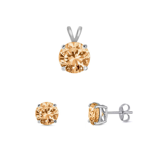 Silver Round Stone Set - 8-6mm
