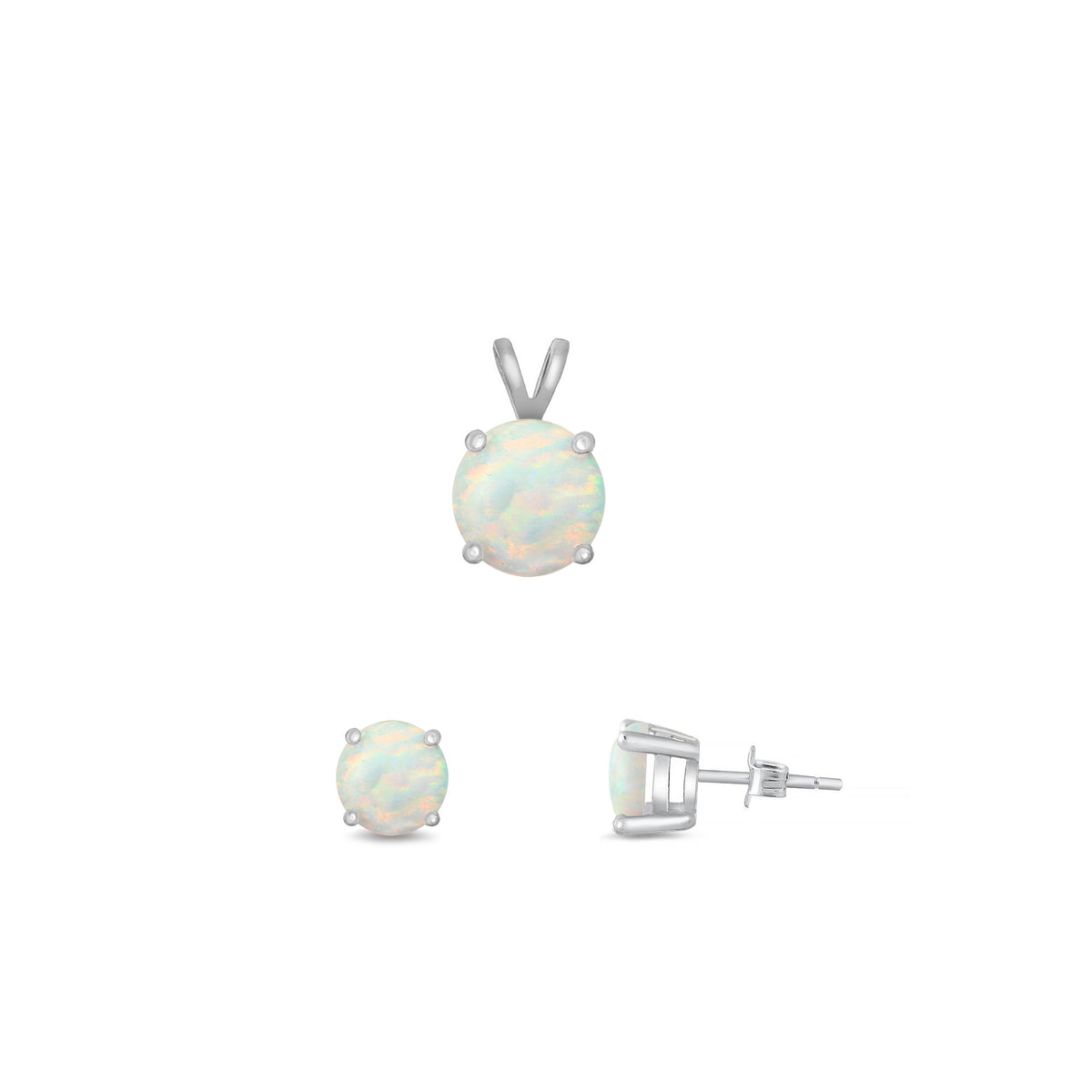 Silver Round Stone Set - 6mm/4mm