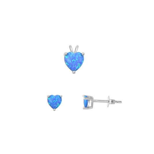 Silver Heart Stone Set - 6mm/4mm